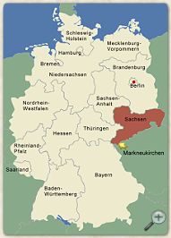 Location of Markneukirchen/Saxony in Germany